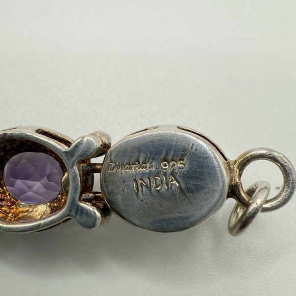 Vintage Dwarka India Multi-Stone Sterling Silver 925 Tennis Bracelet 7.5” - Picture 4 of 5